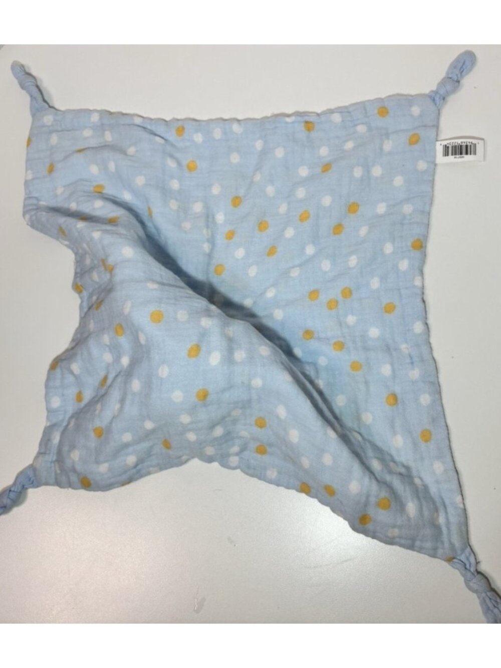 Parent's Choice Blue Muslin Bunny Rabbit Yellow Polka Dot Lovey Security Blanket - Picture 5 of 6